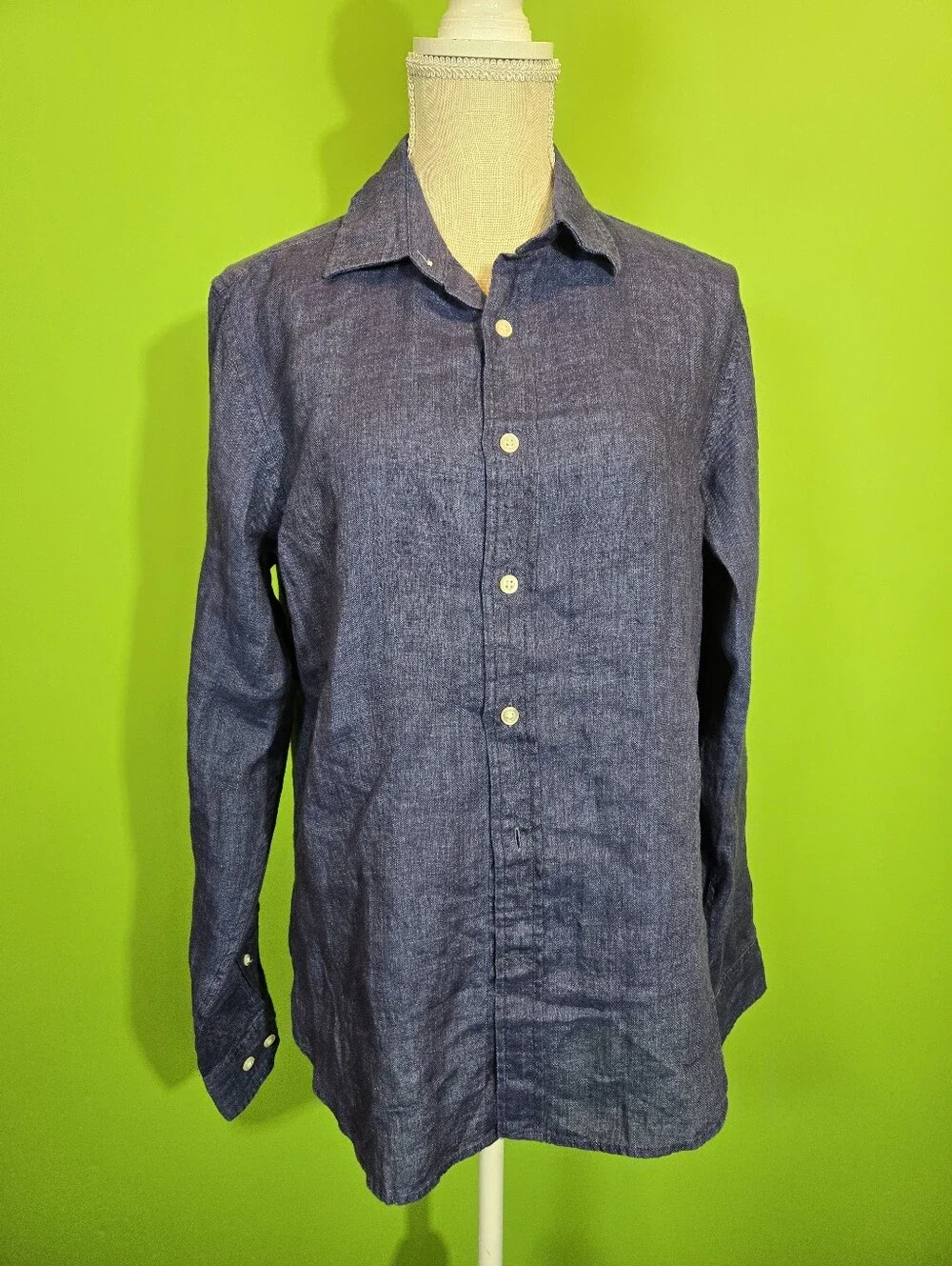 Banana Republic 100% Linen Shirt Blue Size MEDIUM NEW